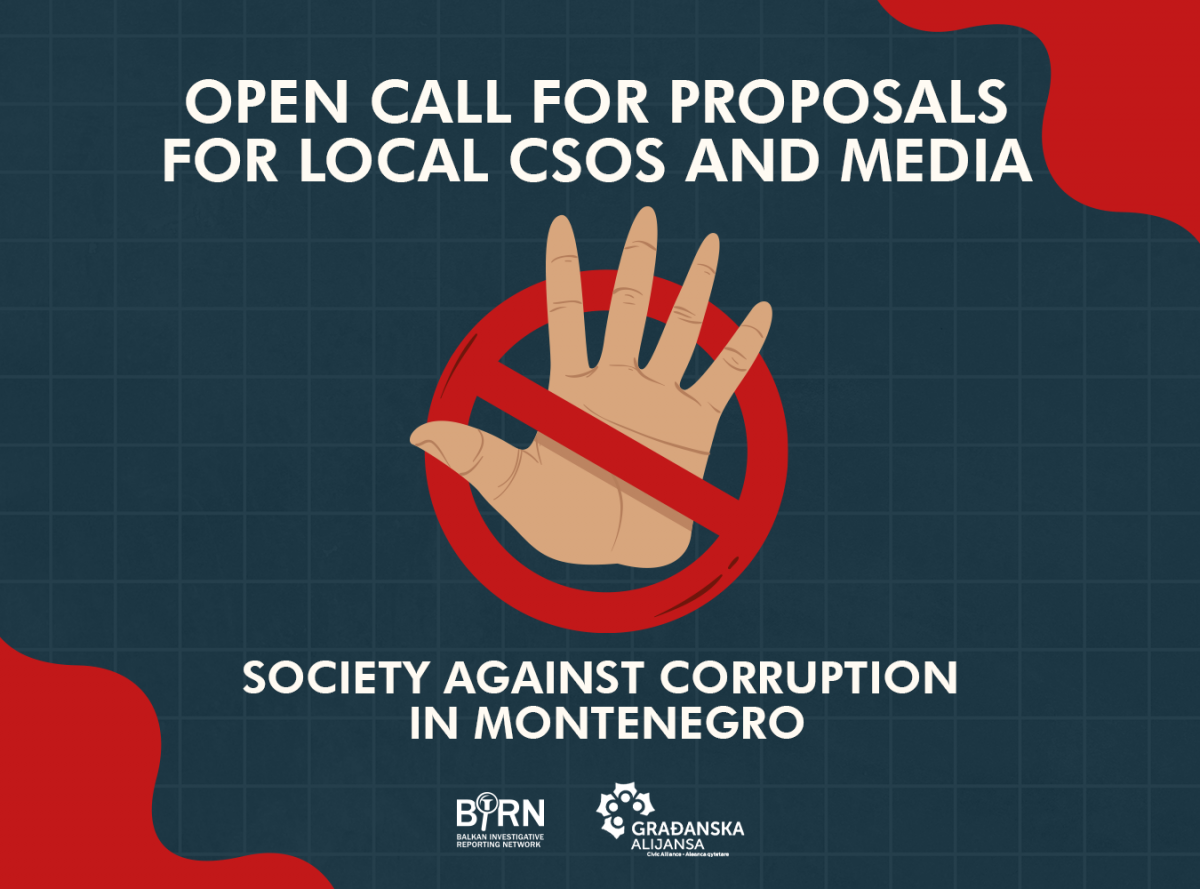 Calling CSOs and Media from Montenegro: Open Call for Proposals – Society Against Corruption in Montenegro