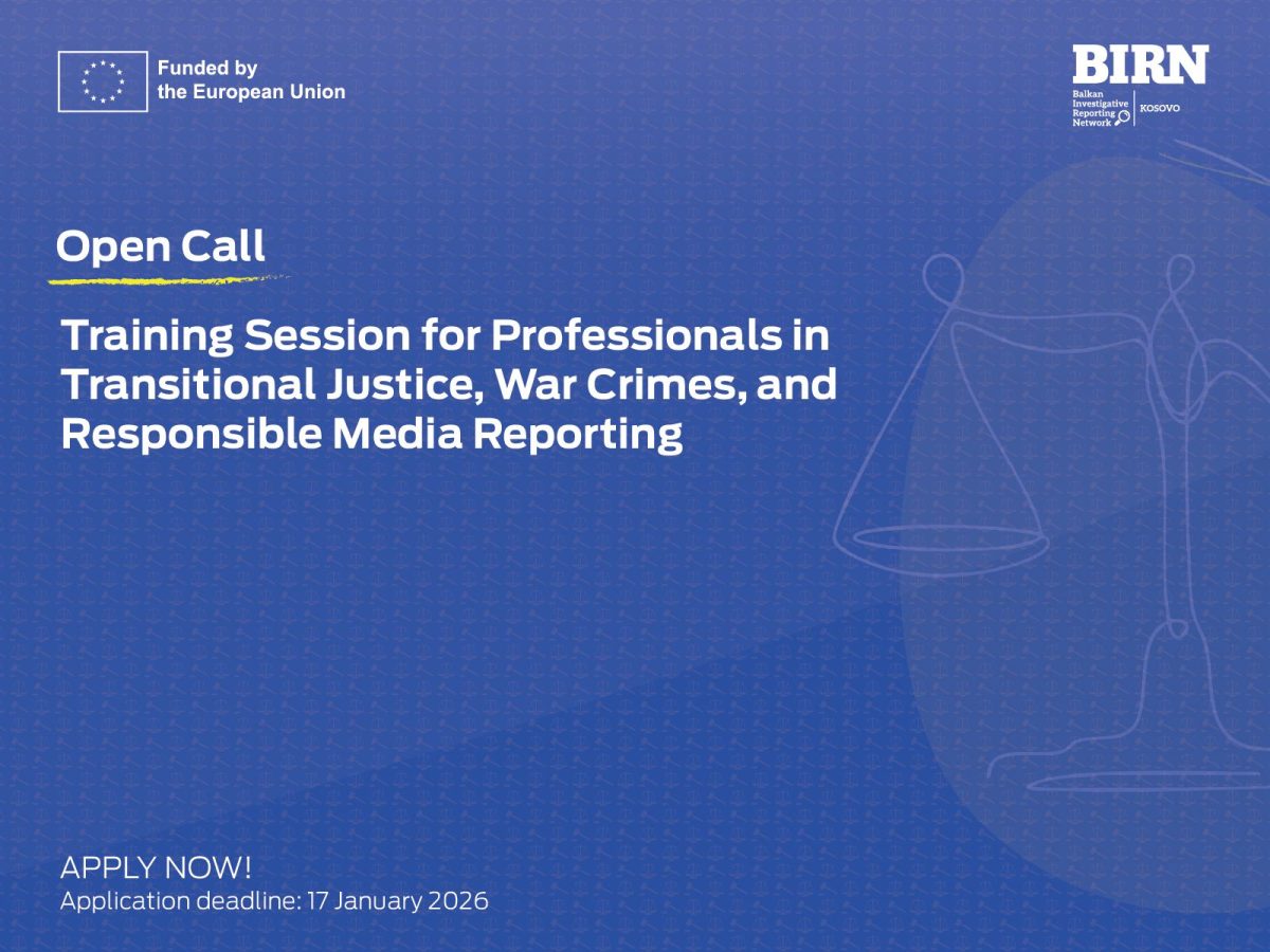 Open Call: Training Session for Professionals in Transitional Justice, War Crimes, and Responsible Media Reporting