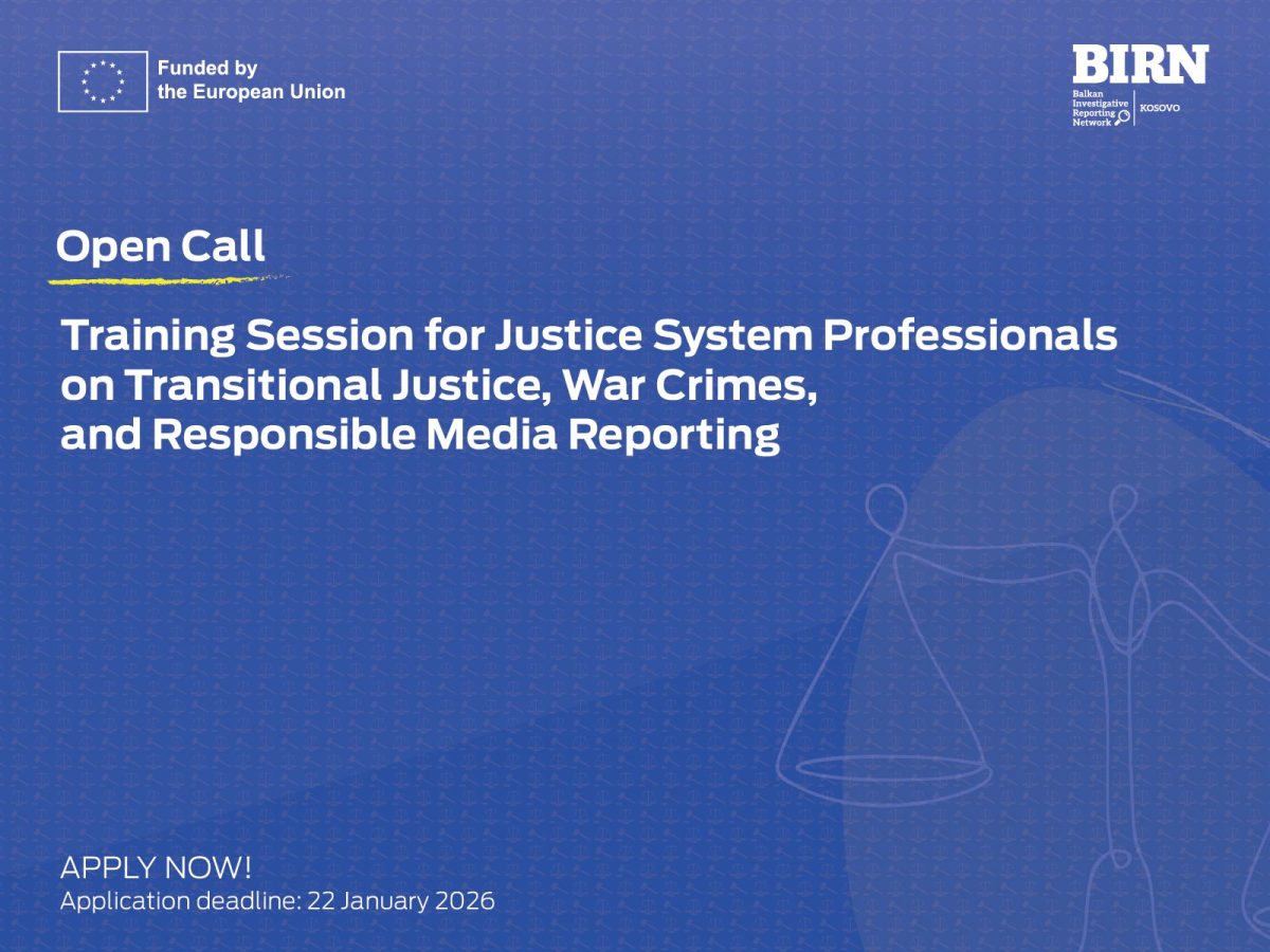 Open call: Training Session for Justice System Professionals on Transitional Justice, War Crimes, and Responsible Media Reporting