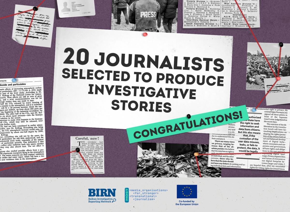 BIRN Awards Grants to 20 Journalists Through MOST Project